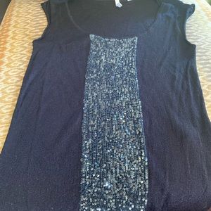 Sequin Embellished Tank Top in Navy